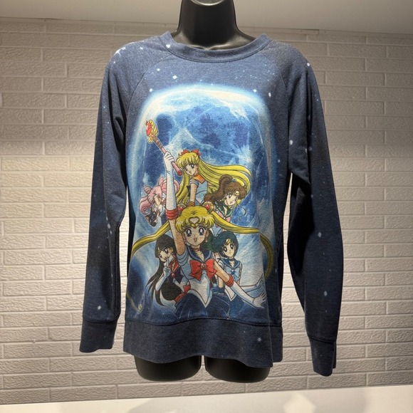 Vintage Sailor Moon Graphic Sweatshirt Anime Cosplay Pullover Top Womens Large - Picture 1 of 3
